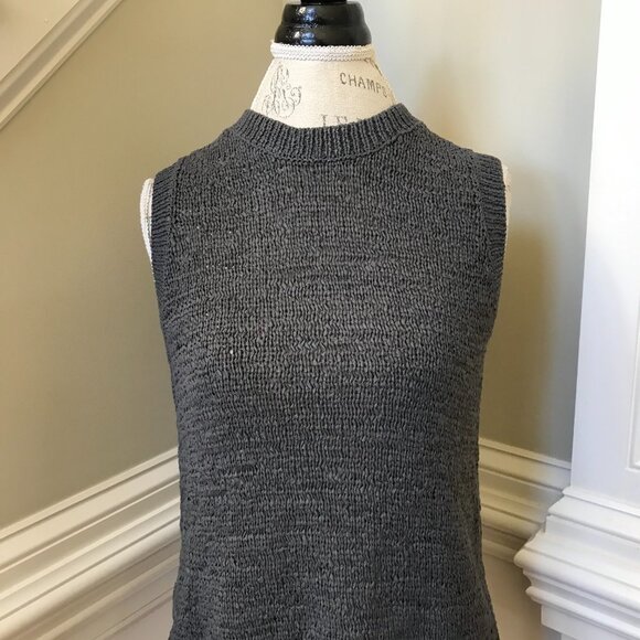 Theory Meenaly Knit Worthy Knit Sweater Womens Medium Gray Crew Neck Sleeveless - Picture 4 of 12